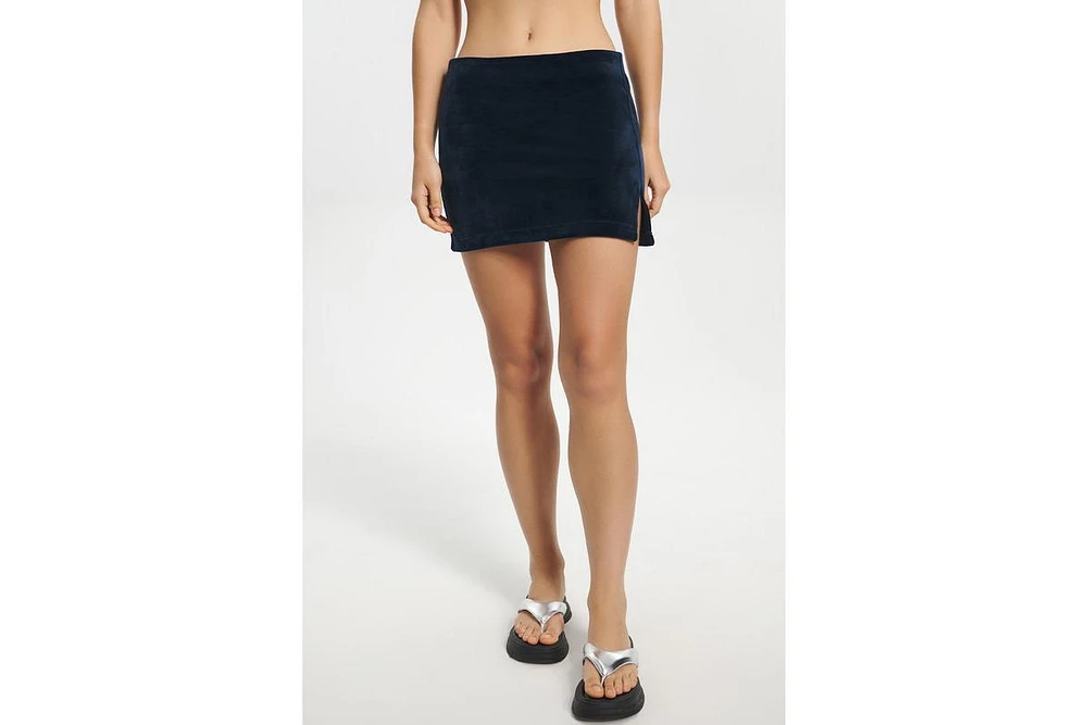 Juicy Couture Women's Super Mini Skirt With Slit And Back Bling