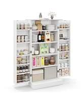 Costway 47.5" kitchen Pantry Cabinet with Doors Adjustable Shelves Anti-toppling Devices