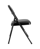 Elama 4 Piece Metal Folding Chair with Padded Seats in Black