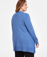 Kasper Plus Long-Sleeve Open-Front Cardigan