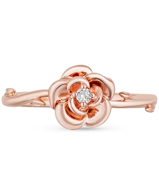 Diamond Accent Rose Belle Ring in Rose Gold-Plated Sterling Silver - Rose Gold