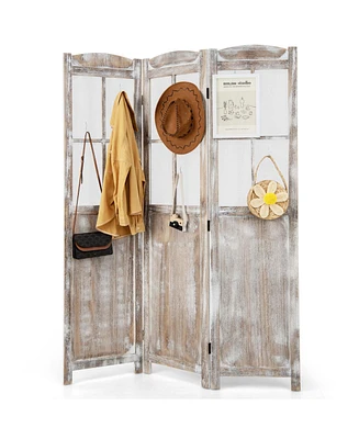 Costway 6FT Retro 3-Panel Room Divider Folding Privacy Screen Freestanding Wall Divider