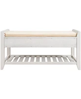 Simplie Fun Shoe Rack With Cushioned Seat And Drawers, Multipurpose Entryway Storage Bench (White)