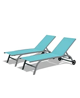 Simplie Fun Turquoise Blue Outdoor Chaise Lounge Set