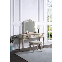 Streamdale Furniture Antique White Vanity Set with Mirror and Stool