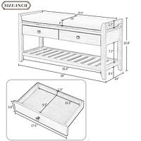 Shoe Rack With Cushioned Seat And Drawers, Multipurpose Entryway Storage Bench