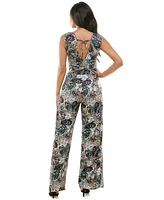 Bebe Women's Printed Plunge Neck Jumpsuit