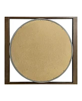 Streamdale Furniture Round Wall Mirror With Rectangular Wooden Frame, Brown