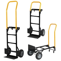 Hand Truck Dual Purpose 2 Wheel Dolly Cart And 4 Wheel Push Cart With Swivel Wheels 330 Lbs