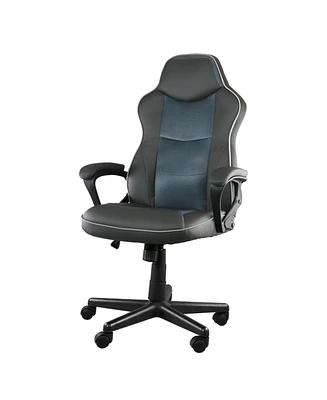 Elama High Back Faux Leather Adjustable Office Chair in Black