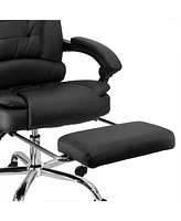 Elama High Back Adjustable Faux Leather Office Chair in Black with Adjustable Footrest