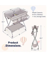 Costway Baby Changing Table Folding Diaper Changing Station w/ Safety Belt & Wheels