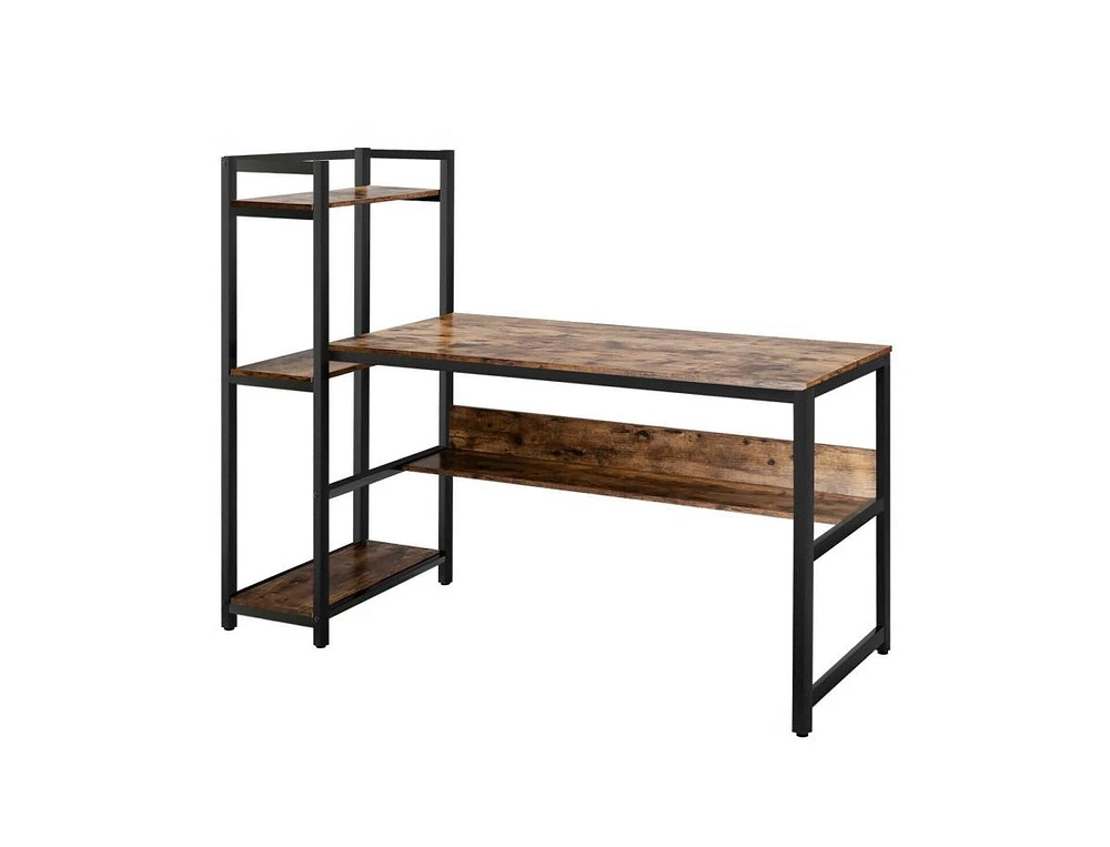 Slickblue 59-Inch Computer Desk Home Office Workstation 4-Tier Storage Shelves