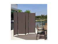 Slickblue 4-Panel Room Divider Folding Privacy Screen-Coffee