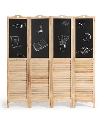 Slickblue 4-Panel Folding Privacy Room Divider Screen with Chalkboard