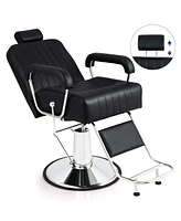 Costway Adjustable Barber Chair Hydraulic Salon Chair with Reclining Backrest & 360°Swivel