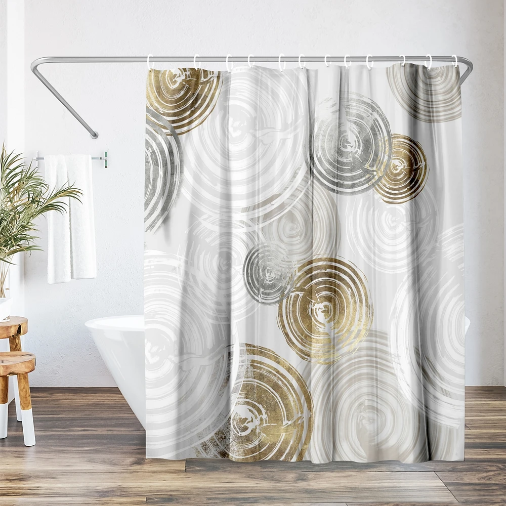 71x74 Abstract Shower Curtain - Spinning by Pi Creative Art