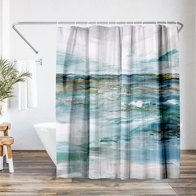 71x74 Abstract Shower Curtain - Midnight Clear by Pi Creative Art