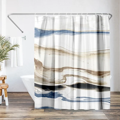 71x74 Abstract Shower Curtain - Synthesis by Pi Creative Art