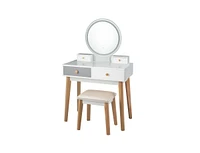 Slickblue Makeup Dressing Table with 4 Drawers and Lighted Mirror