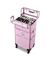 Byootique 2in1 Nail Polish Organizer Rolling Makeup Train Case Manicure Storage
