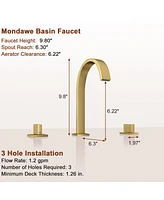 Mondawe Deck Mounted 8 Inch Widespread Double-Handle Bathroom Faucet Brushed Nickel for Bathroom, Vanity, Laundry