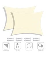 2 Pack 13x10 Ft 97% Uv Block Rectangle Sun Shade Sail Hdpe Canopy Cover Net Lawn