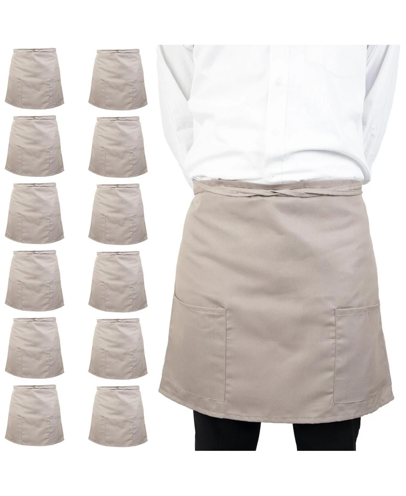 Arkwright Home Mariposa Half-Bistro Aprons (12 Pack), 18x30 in., Soft Polyester Blend, Color Options