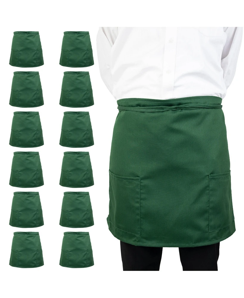 Arkwright Home Mariposa Half-Bistro Aprons (12 Pack), 18x30 in., Soft Polyester Blend, Color Options