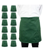 Arkwright Home Mariposa Half-Bistro Aprons (12 Pack), 18x30 in., Soft Polyester Blend, Color Options