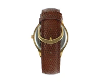 Peugeot Men's 38mm Brown Sun-Moon Brown Leather Strap Watch