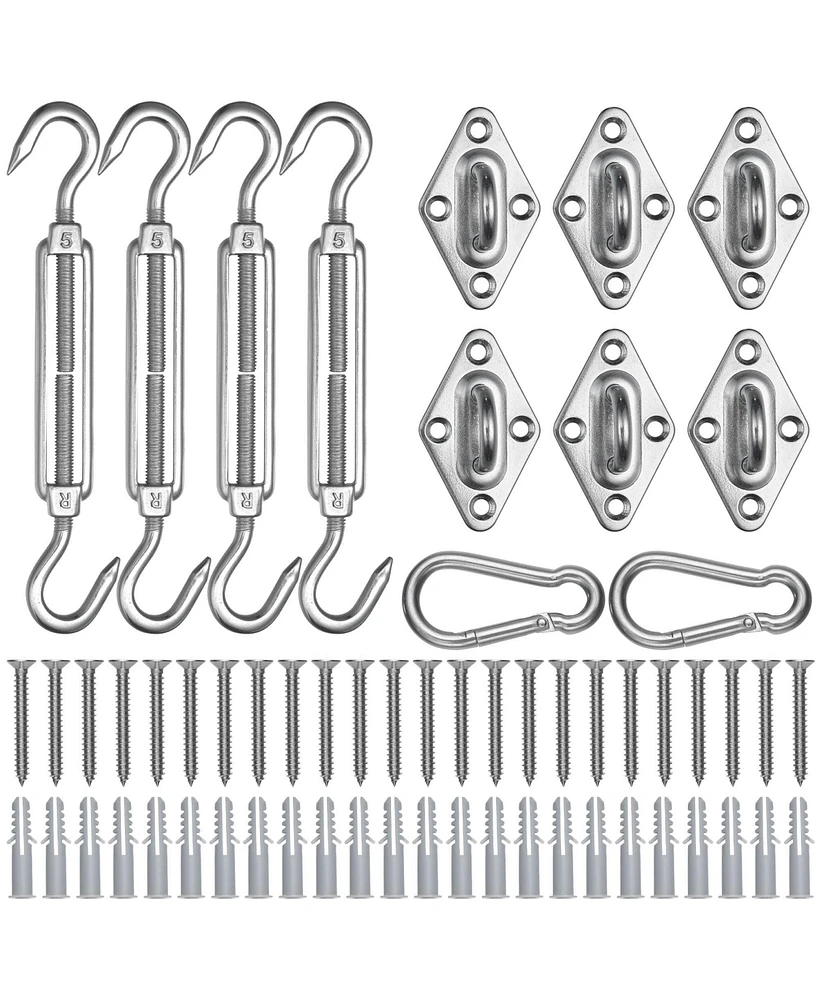 Yescom Triangle Sun Shade Sail Hardware Kit 304 Anti-Rust Stainless Steel Garden 2 Pack