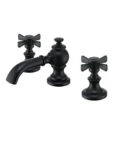 Mondawe Artifacts Widespread Bathroom Faucet with Bell Spout and Cross Handles, Bathroom Faucets for Sink 3 Hole