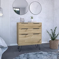 Streamdale Furniture Augusta Dresser, Hairpin Legs, Three Drawers, Superior Top - Light Oak