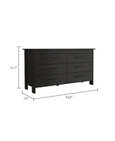 Southington 6-Drawer Rectangle Dresser Black Wengue