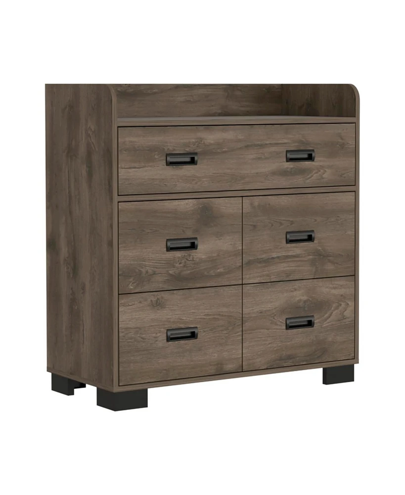 Simplie Fun Edgemont 5-Drawer Dresser Dark Brown