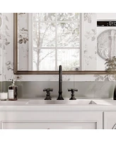 Mondawe Bathroom Faucets for Sink 3 Hole, 8 Inch Widespread Faucet 2 Handles Mid-Arc Kitchen with cUPC Flexible Hose