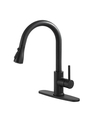 Mondawe Kitchen Fucets with Pull Down Spray Kitchen Sink Faucet Retractable Brass Hot and Cold Swivel Sink Faucet