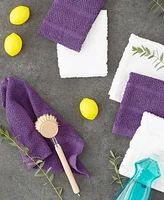 Design Imports Basic Chef Collection, Assorted Terry Kitchen Towel Set, Dishcloth Set, Eggplant, 6 Piece