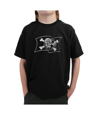 La Pop Art Boys Word T-shirt - Famous Pirate Captains And Ships