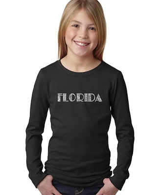 La Pop Art Girls Word Long Sleeve - Popular Cities Florida