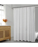 Caromio Tassels Linen Blend Fabric Shower Curtain, 72" x