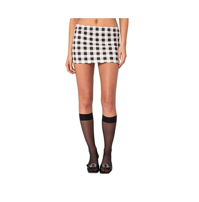 Edikted Women's Junie Gingham Printed Mini Skirt