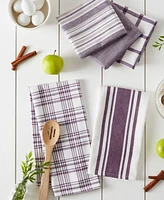 Design Imports Assorted Woven, Kitchen Dishtowel Set, 18x28", Eggplant, 5 Piece