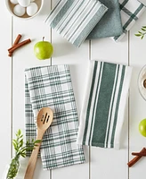 Design Imports Assorted Woven, Kitchen Dishtowel Set, 18x28", Dark Green, 5 Piece