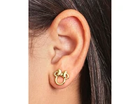Disney Minnie Mouse Flash Yellow Gold Plated Outline Stud Earrings