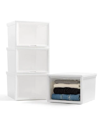 Iris Usa 42 Qt. Stackable Storage System for Clothes, Large, 4 Pack