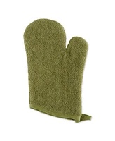 Design Imports Basic Terry Collection 100% Cotton Quilted, Oven Mitt, Antique Green, 2 Piece