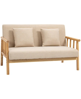 Homcom 48" Loveseat Sofa Modern Love Seats Furniture for Bedroom Beige