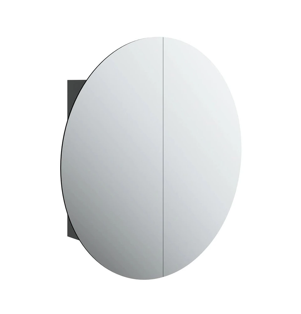 vidaXL Bathroom Cabinet with Round Mirror&Led 21.3"x21.3"x6.9